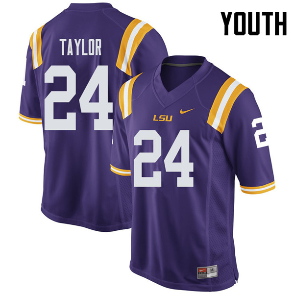 Youth #24 Tyler Taylor LSU Tigers College Football Jerseys Sale-Purple
